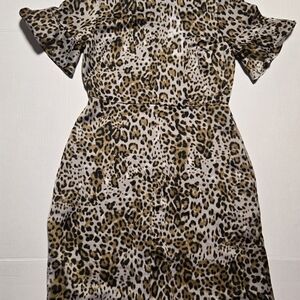Banana Republic Leopard Print Dress in Tan, Black, Cream